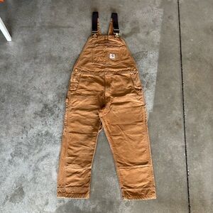Carhartt Brown Duck Canvas Double Knee Bib Overalls 38x30 Workwear